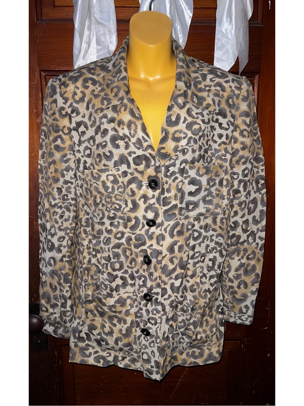 Dana Buchman Leopard Print Blazer in Tan and Gray